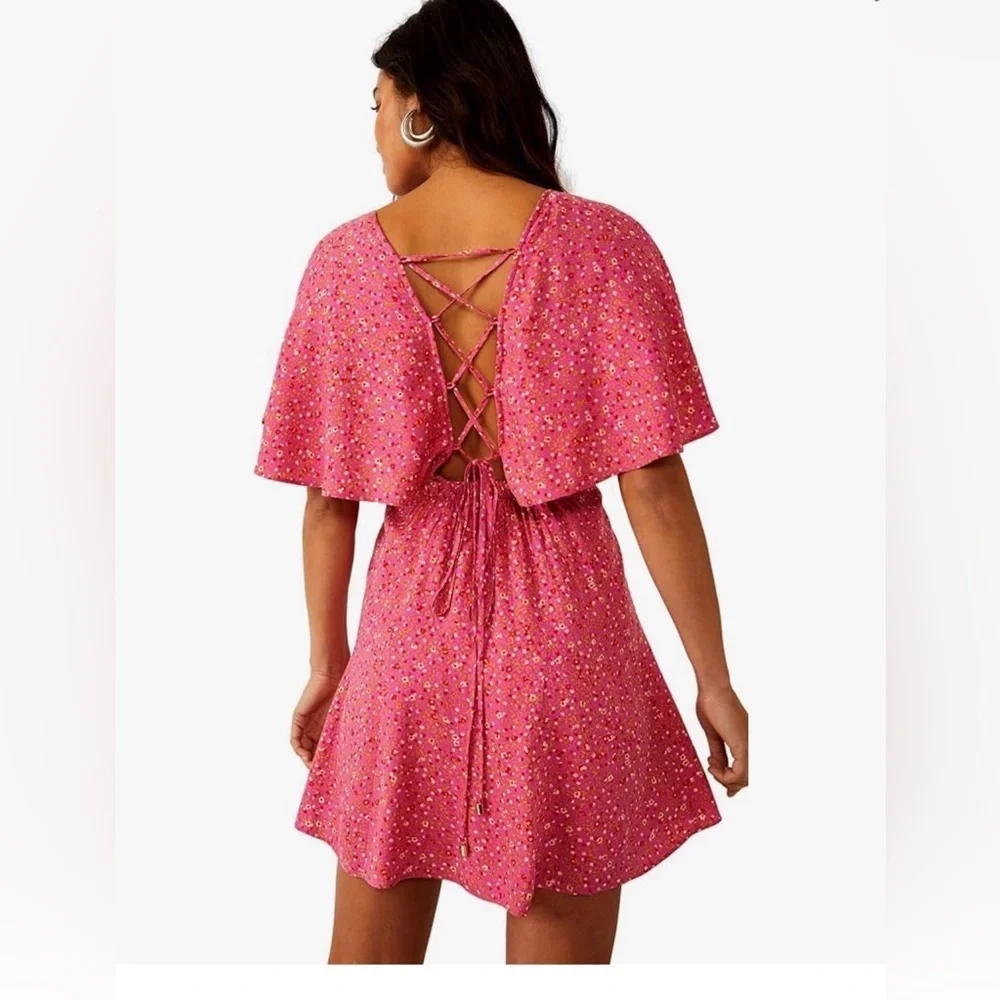 Free People Pink Floral Mini Dress Size Small